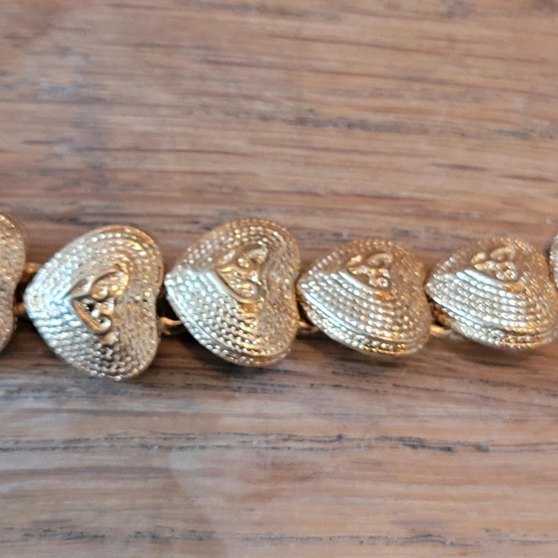 1970s/80s gold-tone heart-shape linked necklace & matching bracelet set