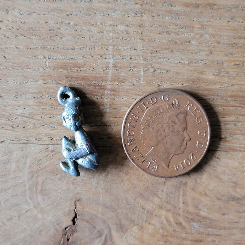 1970s Cornish Piskie pewter-style metal charm pendant
