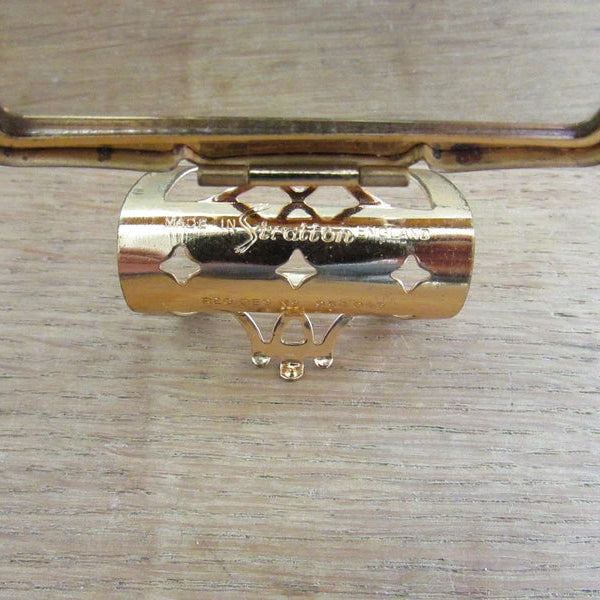 1960s/70s Stratton Lipview abstract pattern handbag mirror & lipstick holder