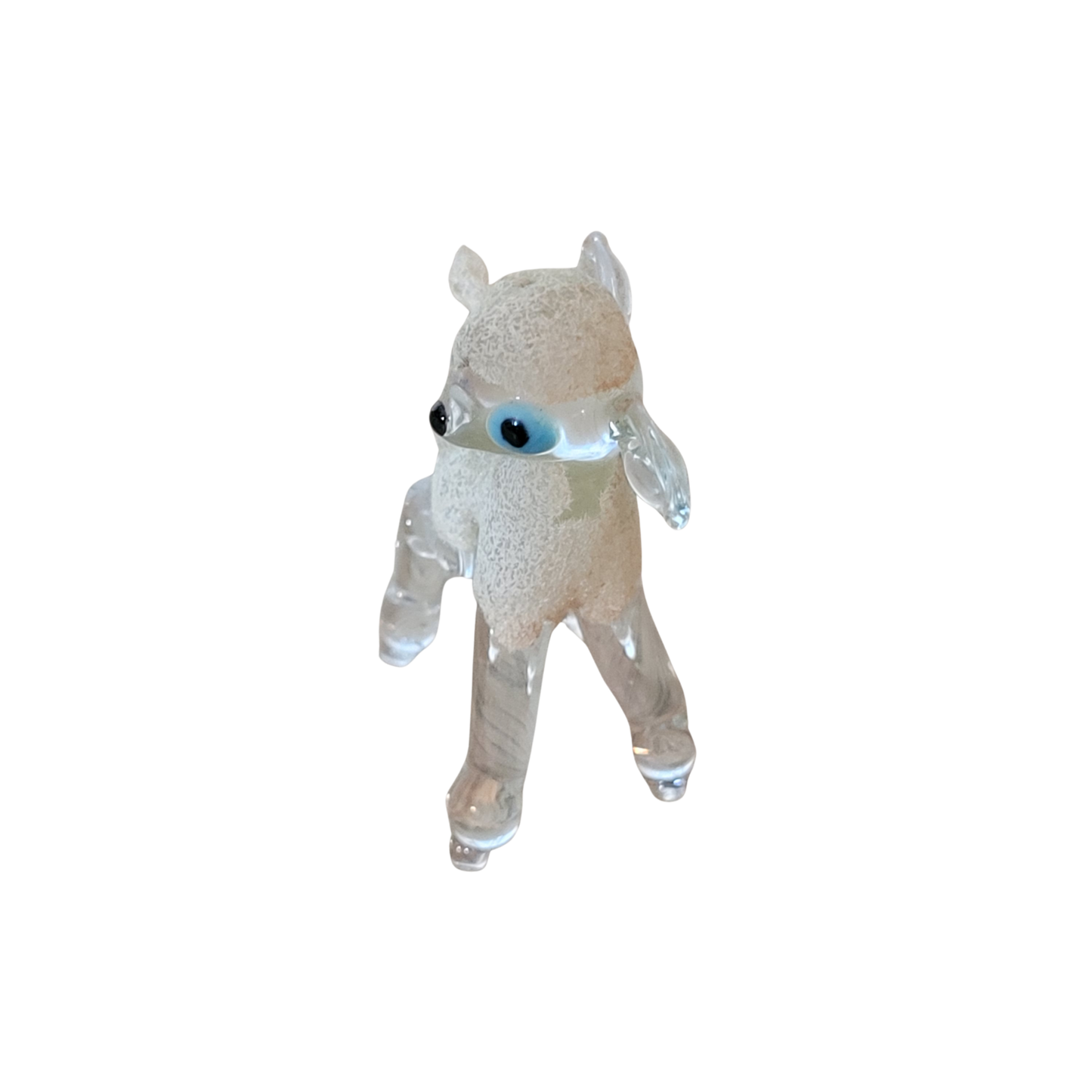 1950s Murano-style spun glass lamb figurine with blue eyes