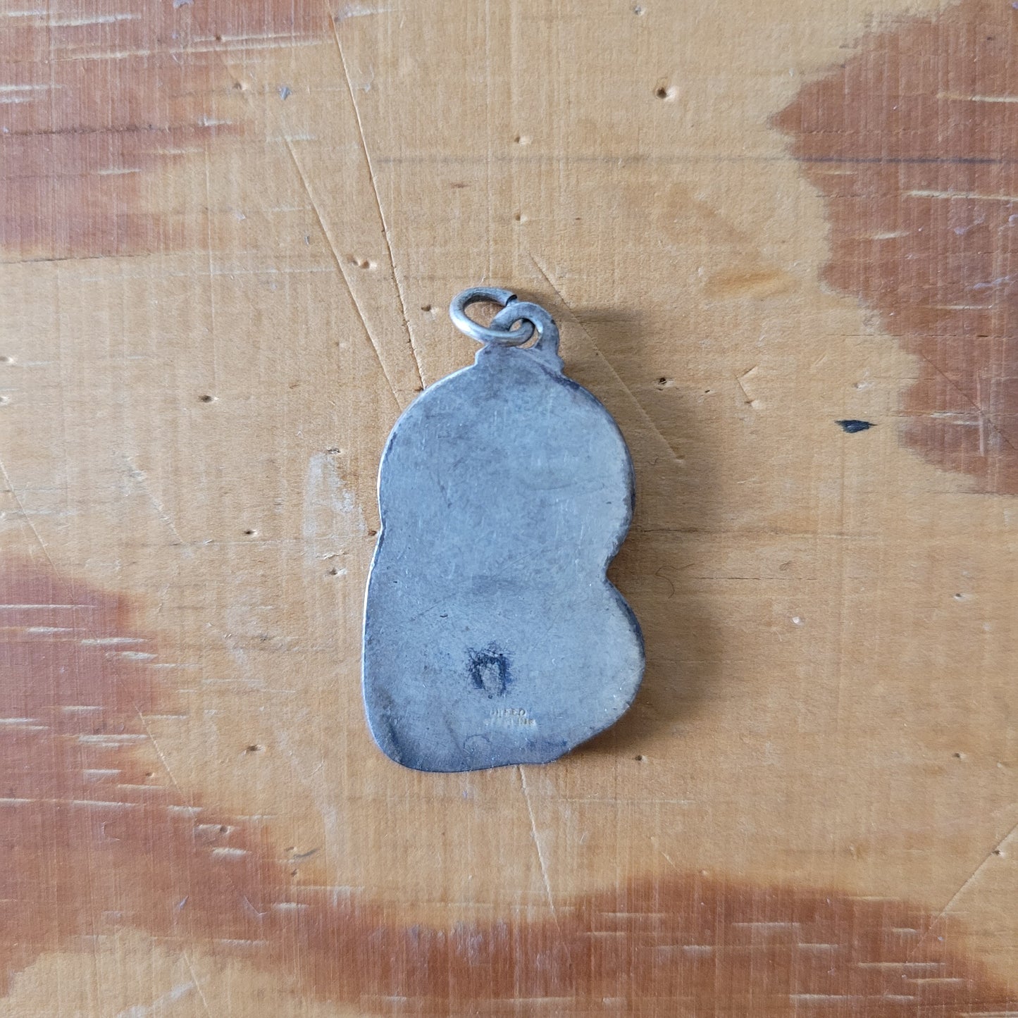 Vintage enamelled Mary & Jesus silver pendant, stamped Creed Sterling