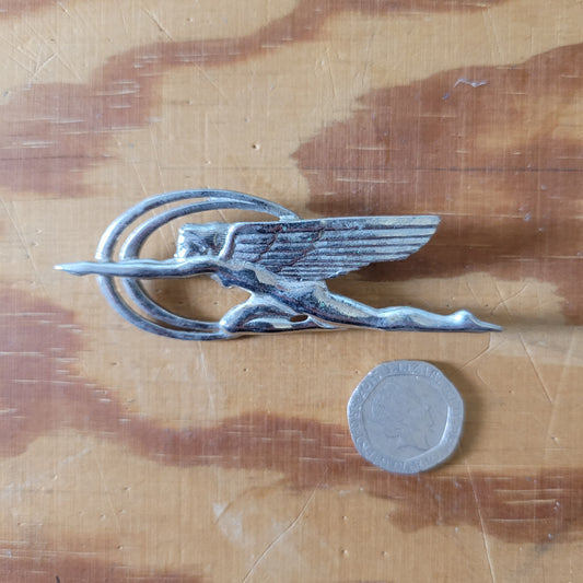 Vintage Art Deco-style silver-tone Mercury / winged goddess brooch