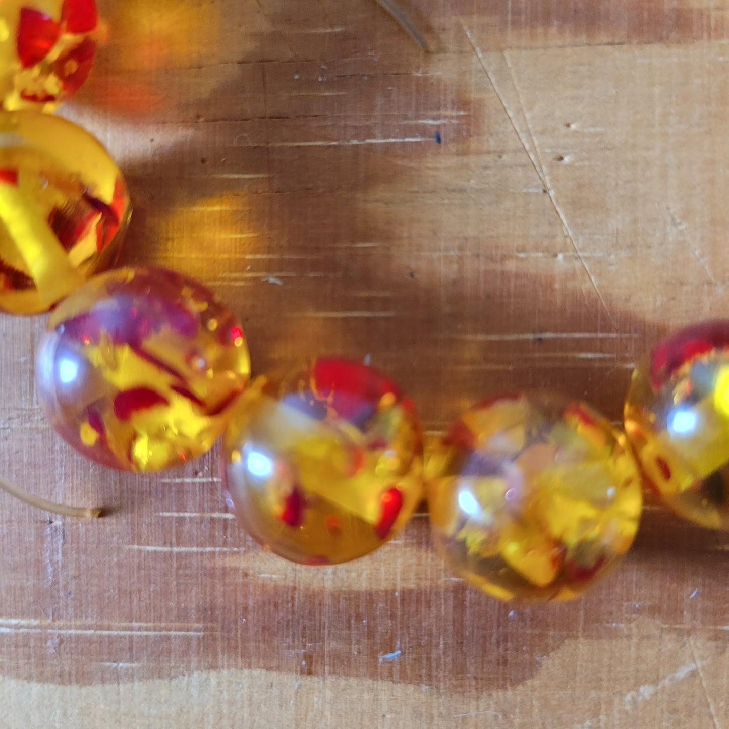 Y2K amber crushed ice effect acrylic bead stretch bracelet