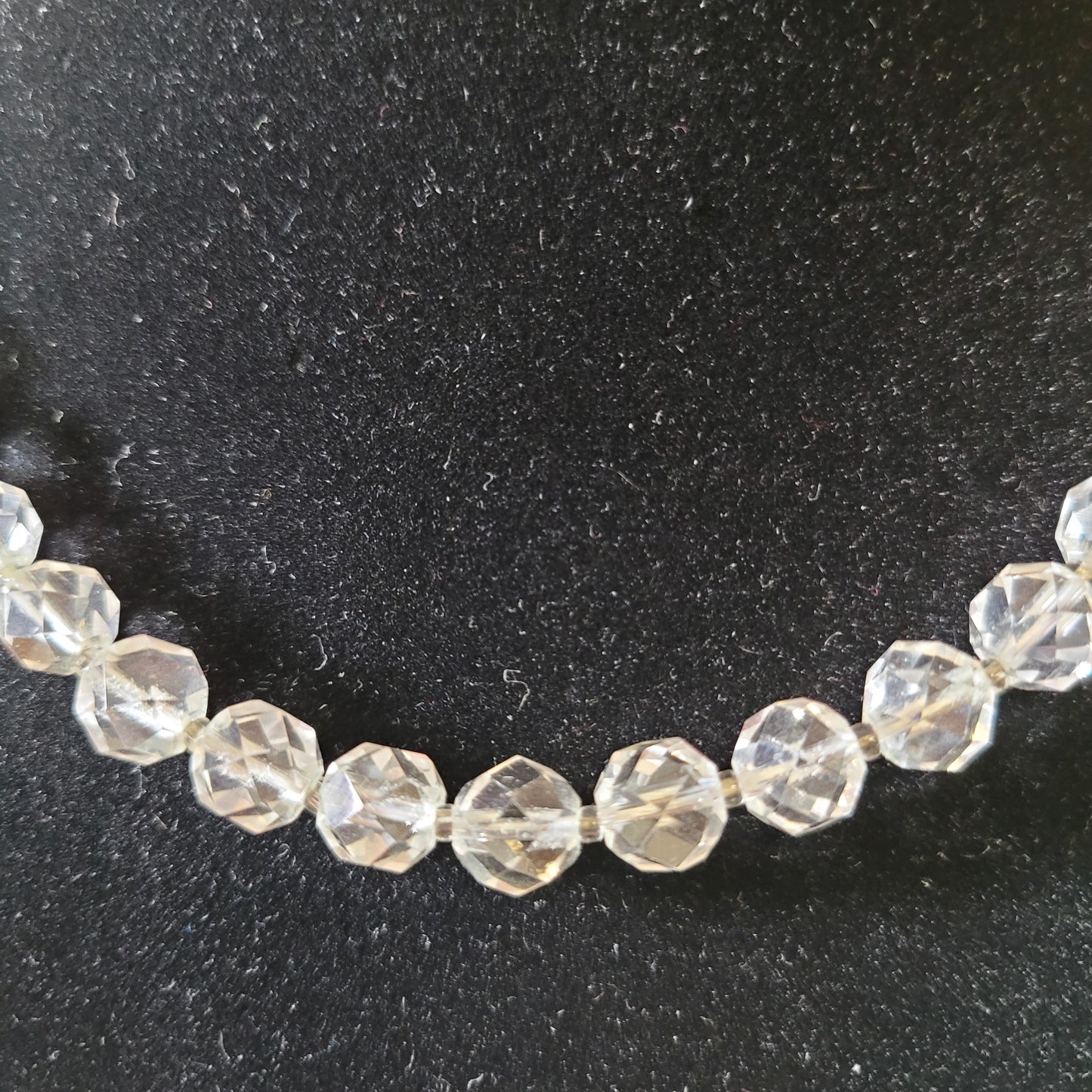 1950s clear faceted glass crystal bead necklace