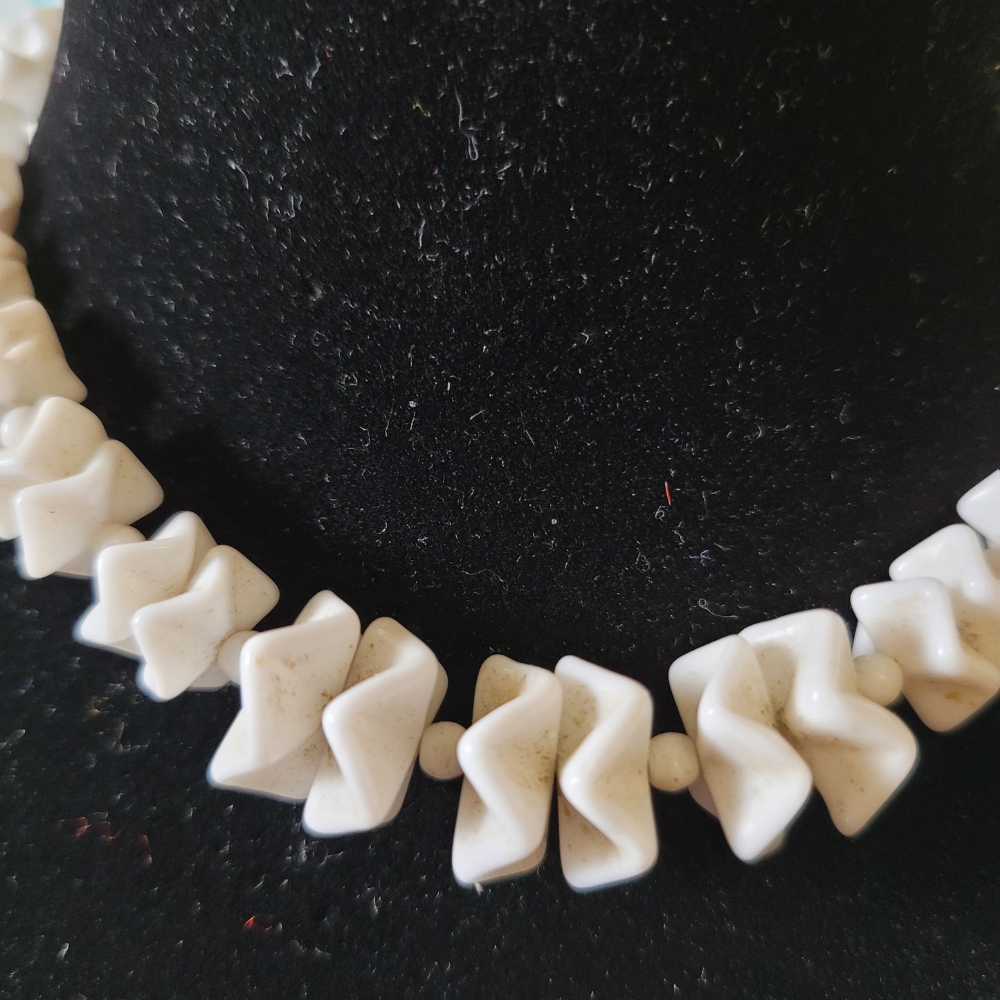 1950s West German milk glass geometric bead necklace