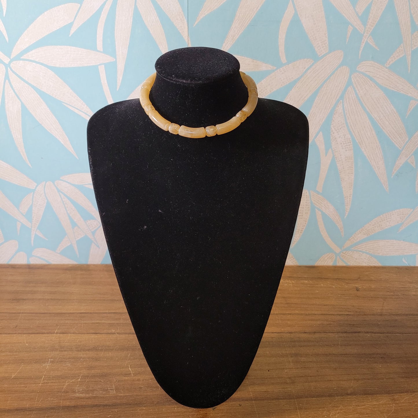 1980s peach translucent Lucite bead choker necklace