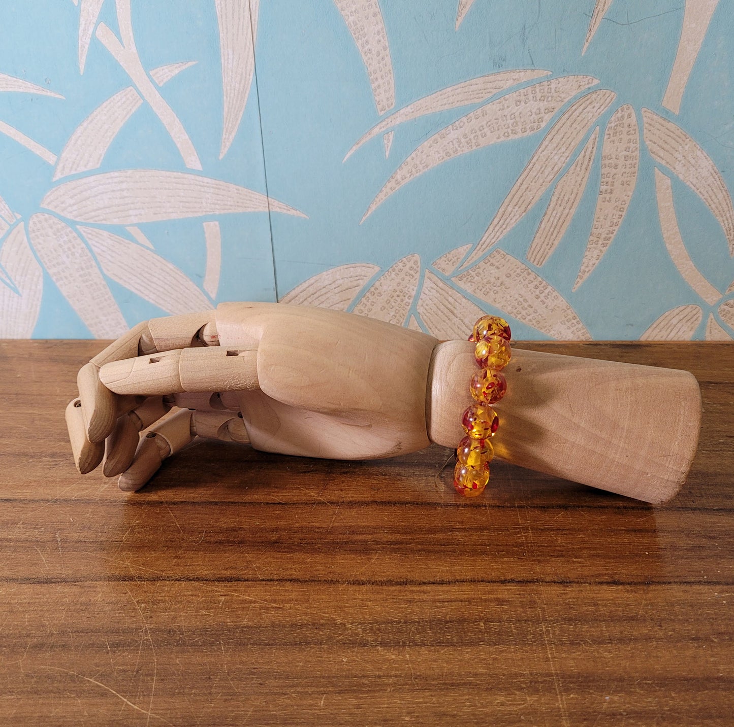 Y2K amber crushed ice effect acrylic bead stretch bracelet