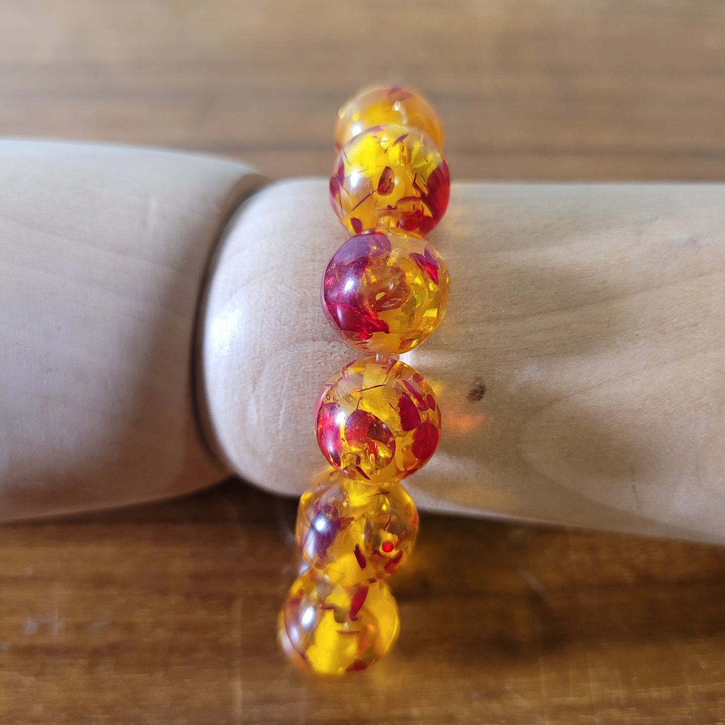 Y2K amber crushed ice effect acrylic bead stretch bracelet