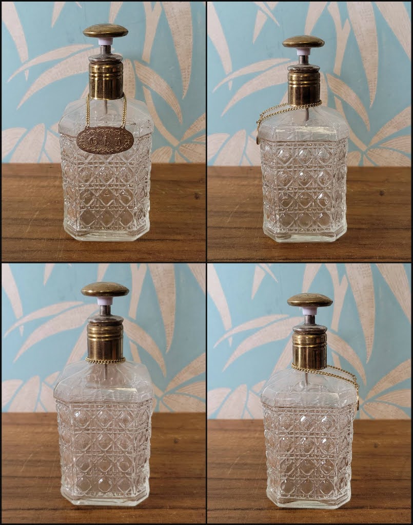 Kitsch 1970s musical mini bar containing crystal Gin/Scotch decanter and six shot glasses, plays 'Swan Lake'