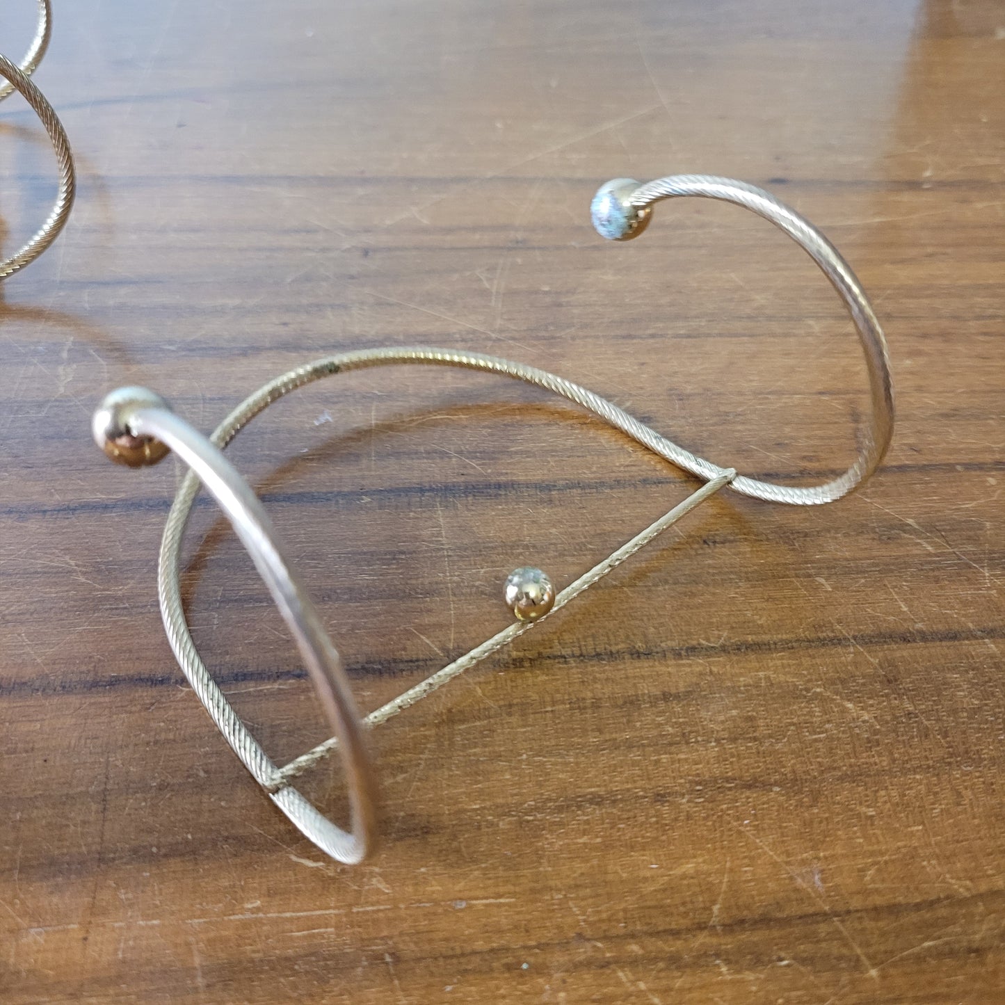 Pair of rare 1970s rose pink glass preserve jars with gold-tone stands & lids