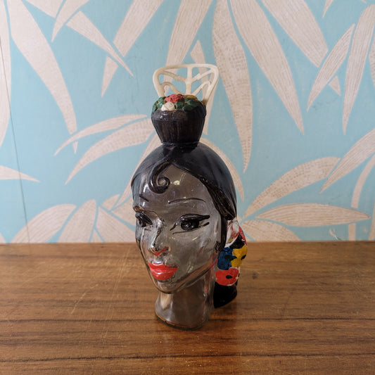 1960s Spanish Senorita head-shaped liquor bottle/decanter