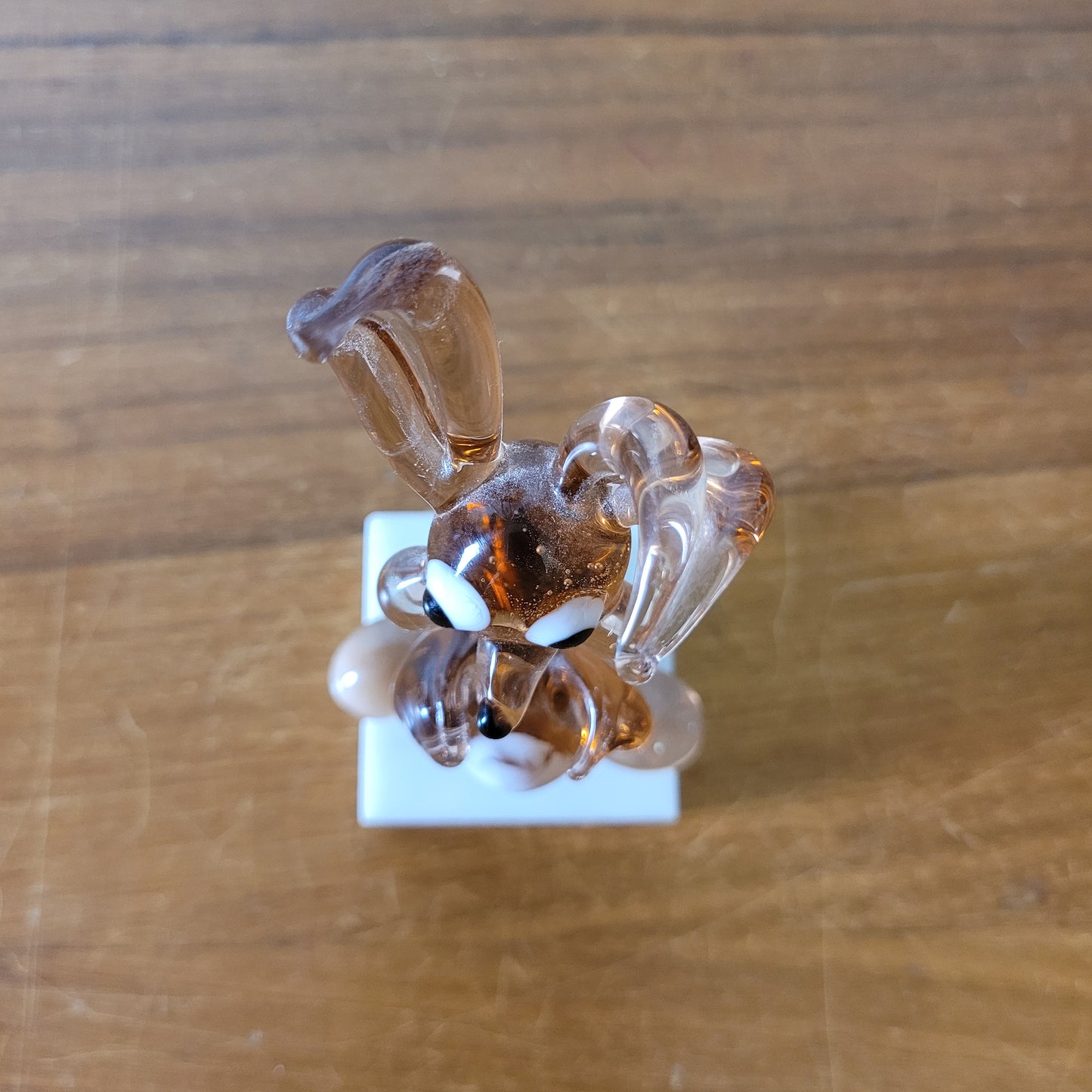 Vintage handmade by Beckhurst Eastbourne art glass comical rabbit on stand