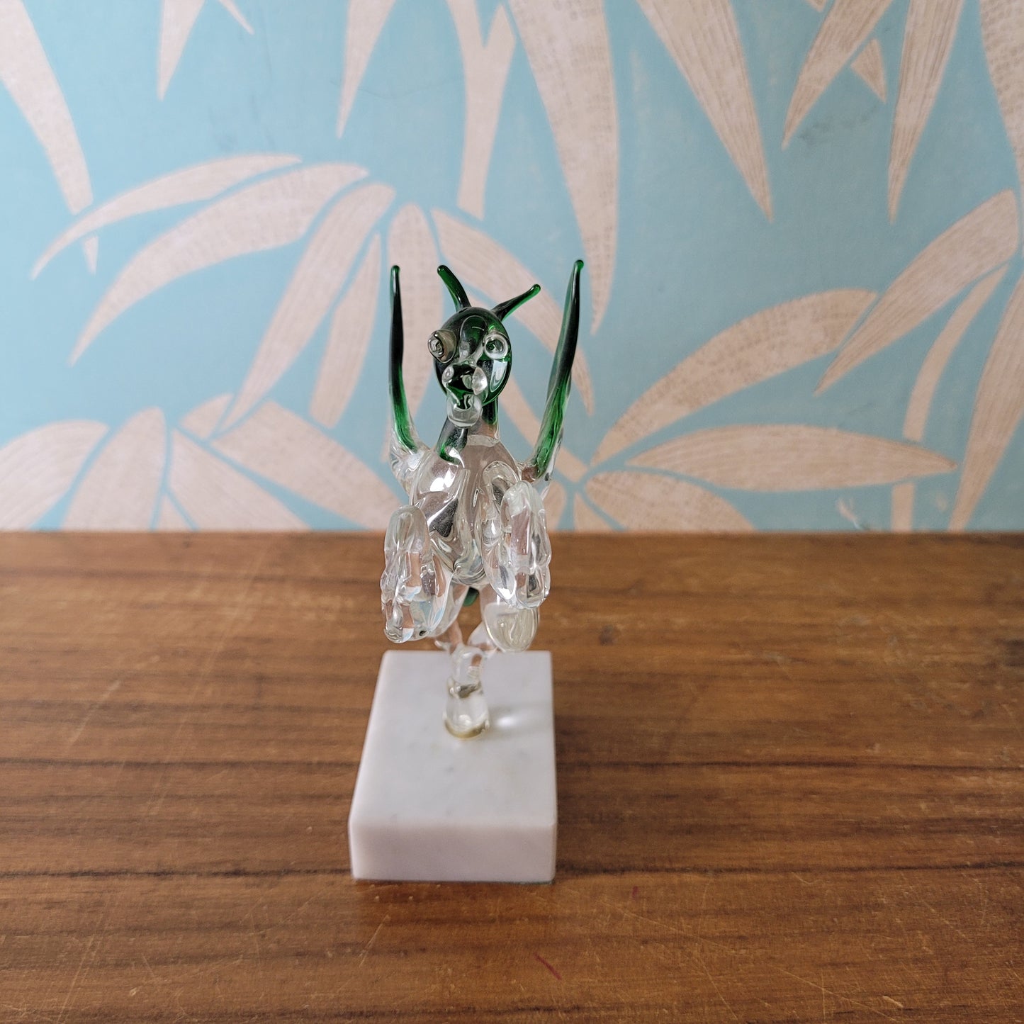 Vintage handmade by Beckhurst Eastbourne art glass Pegasus on stand