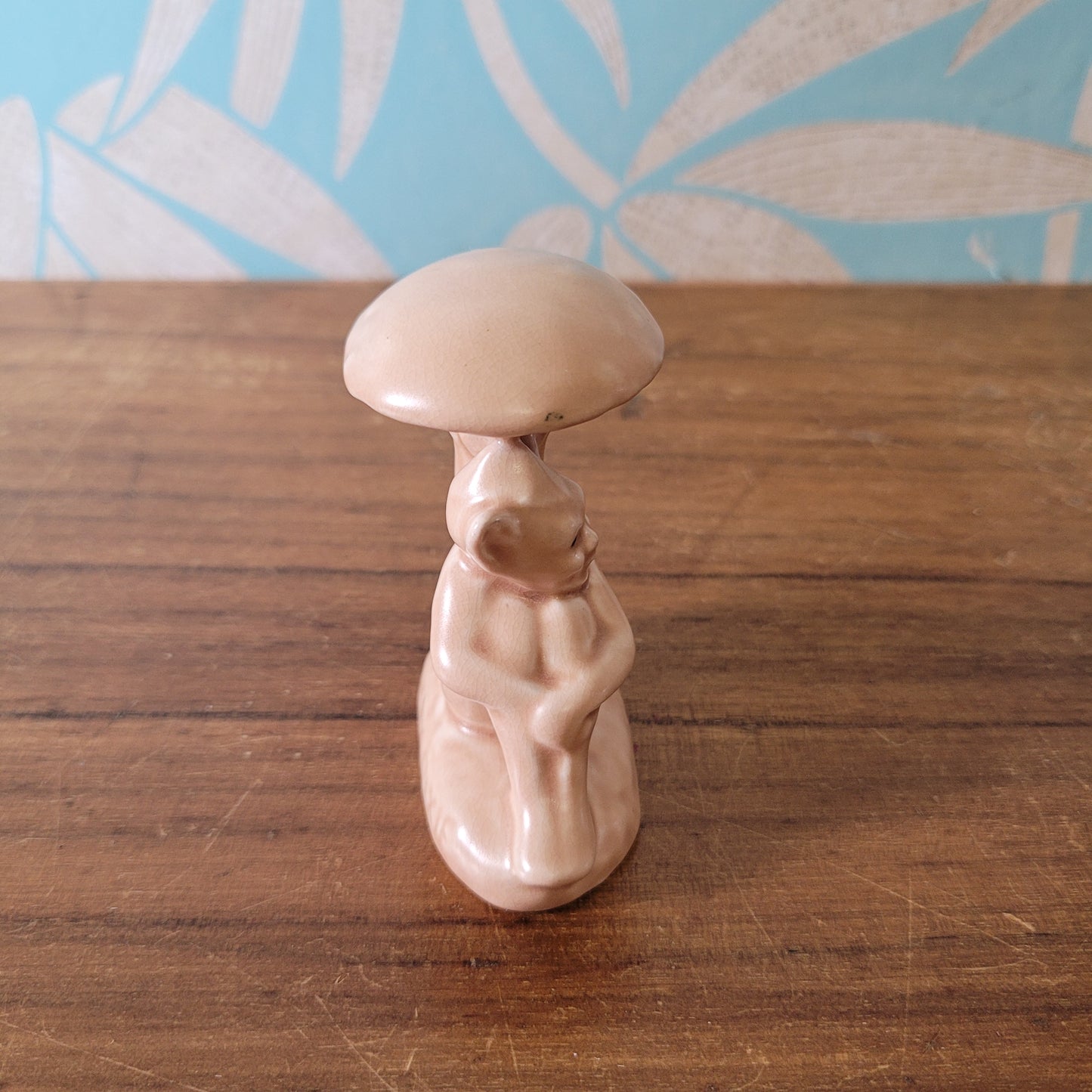 1930s Sylvac Lucky Pixie with toadstool and squirrel ornament in matt beige