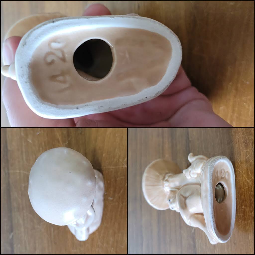 1930s Sylvac Lucky Pixie with toadstool and squirrel ornament in matt beige