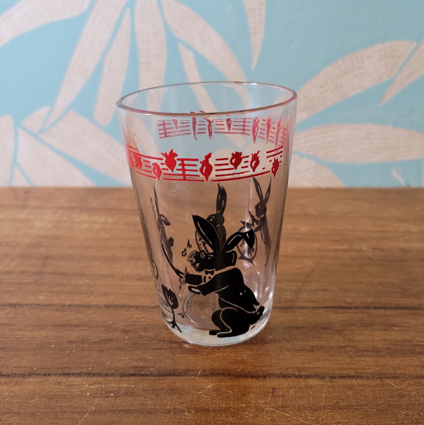 Vintage black & red rabbit jazz band theme glass tumbler
