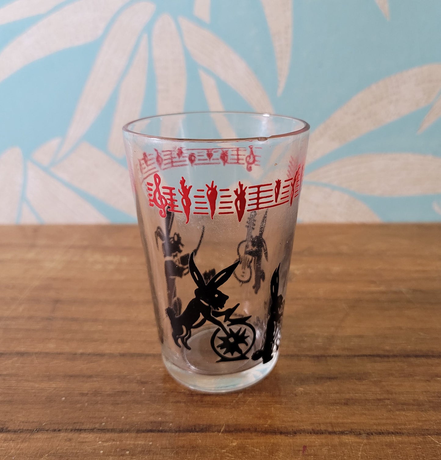 Vintage black & red rabbit jazz band theme glass tumbler