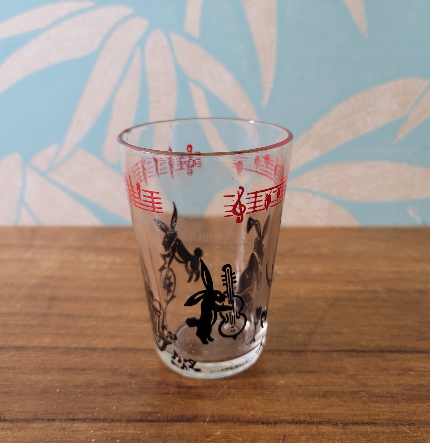 Vintage black & red rabbit jazz band theme glass tumbler