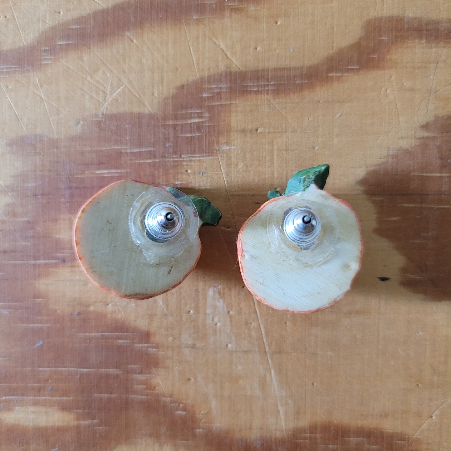 1950s American three dimensional resin orange fruit earrings