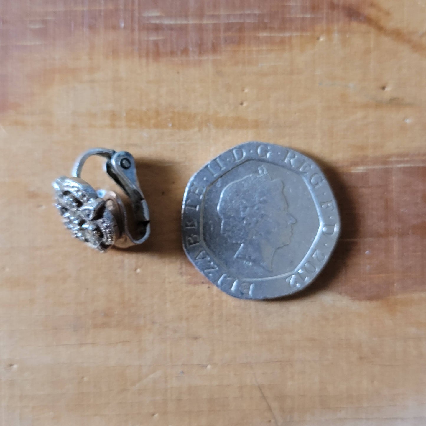 1940s silver-tone marcasite flower clip on earrings