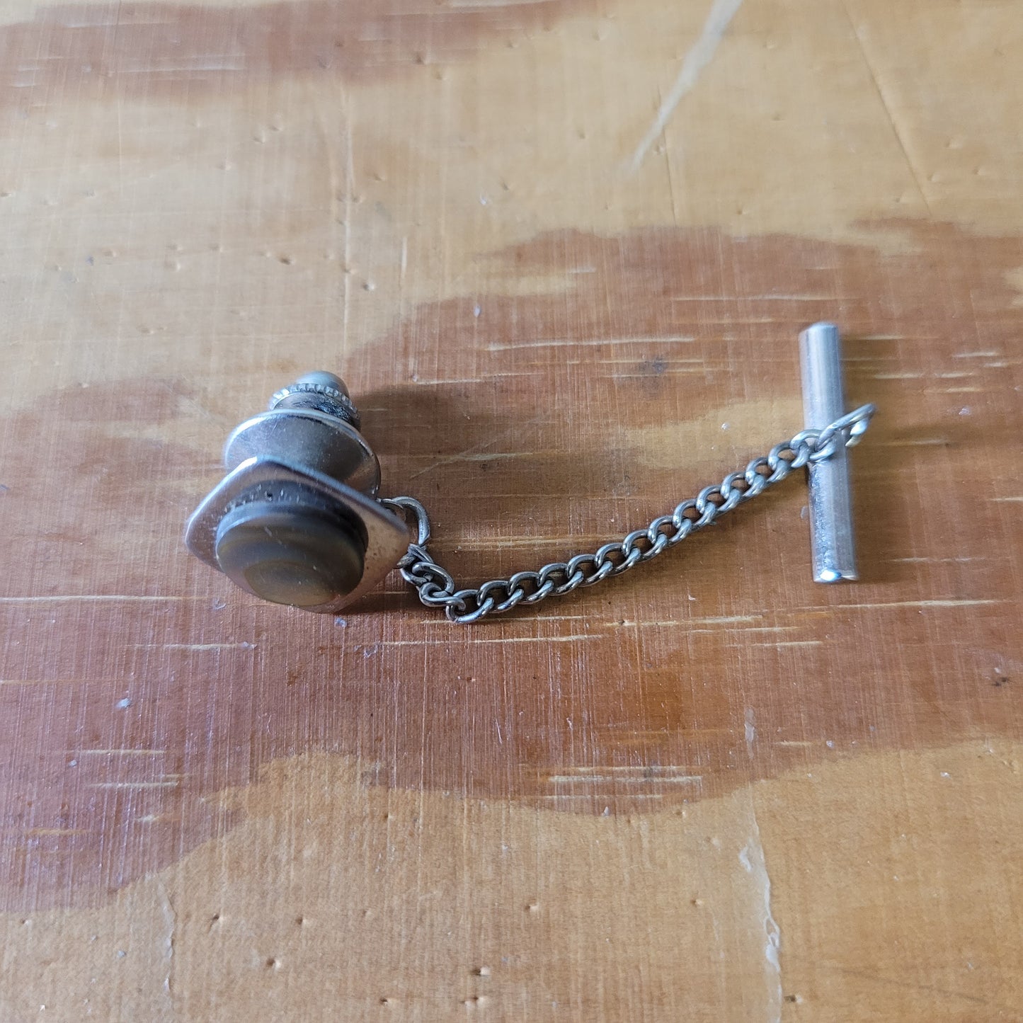 Vintage abalone & stainless steel tie/collar pin