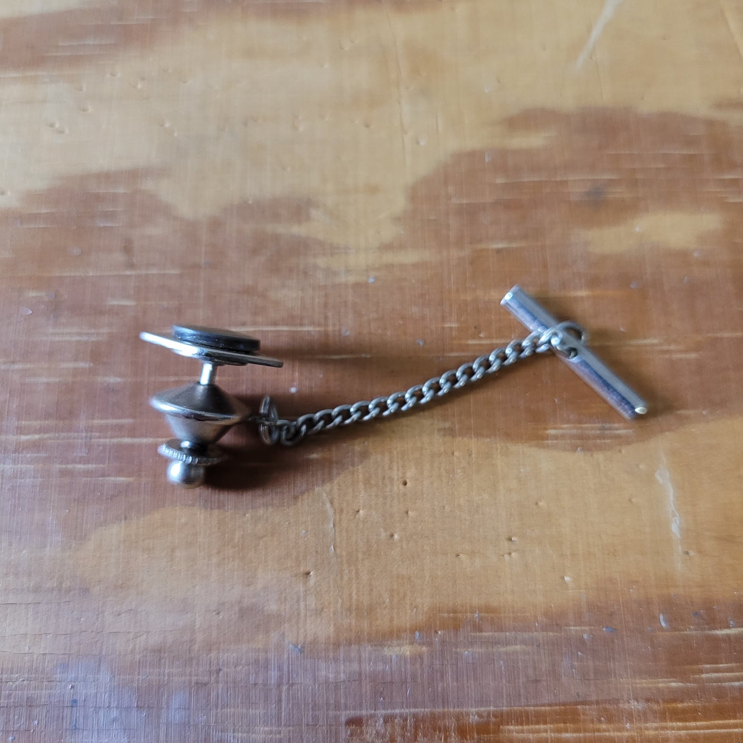 Vintage abalone & stainless steel tie/collar pin