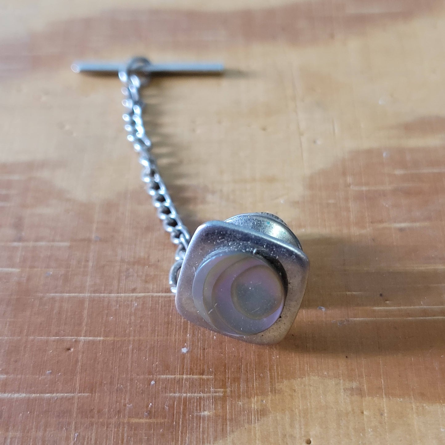 Vintage abalone & stainless steel tie/collar pin
