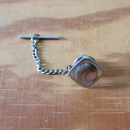 Vintage abalone & stainless steel tie/collar pin
