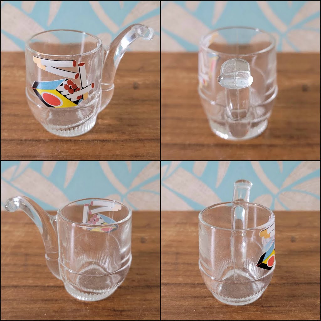 Set of rare 1960s Italian novelty pipe-shaped shot glasses with original packaging