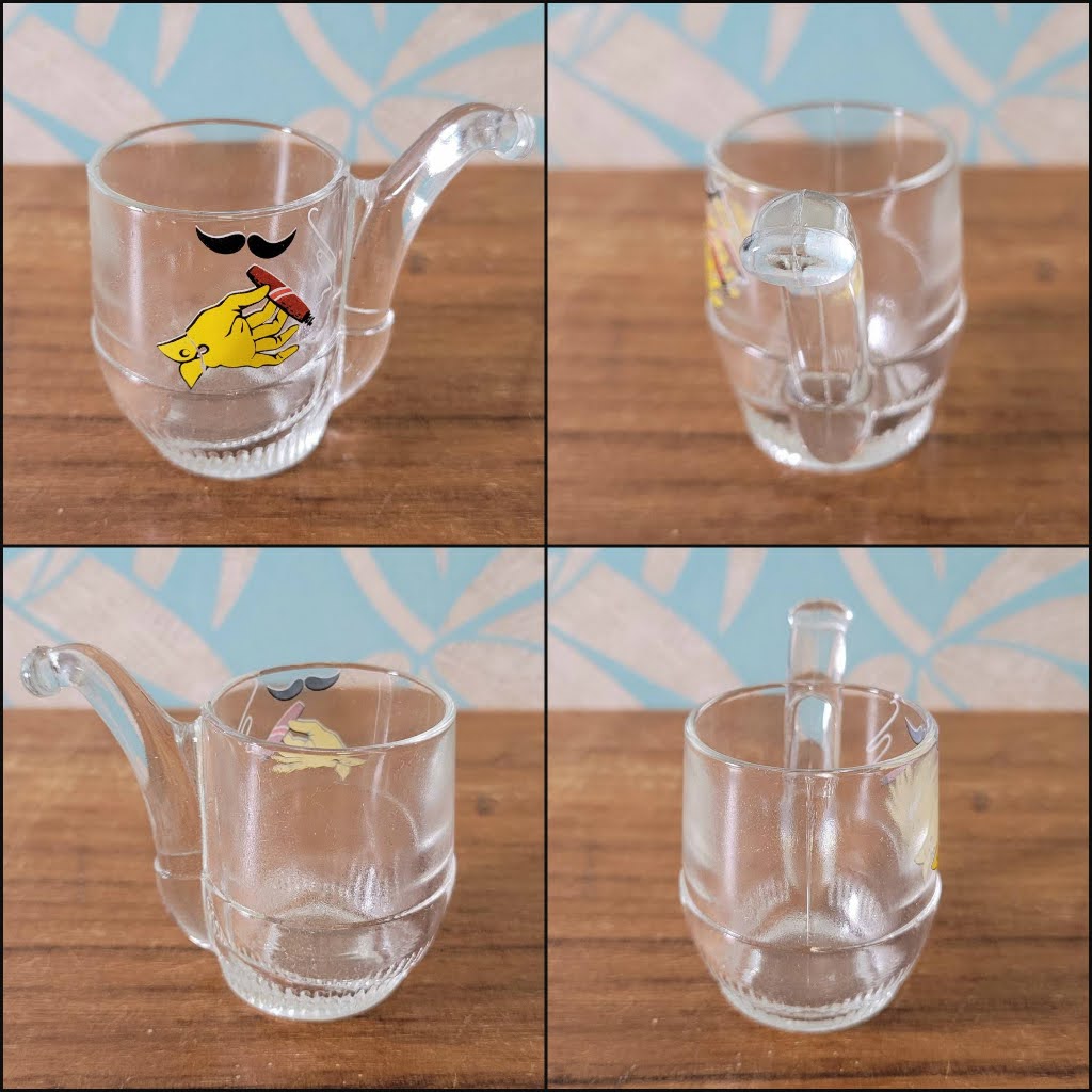 Set of rare 1960s Italian novelty pipe-shaped shot glasses with original packaging