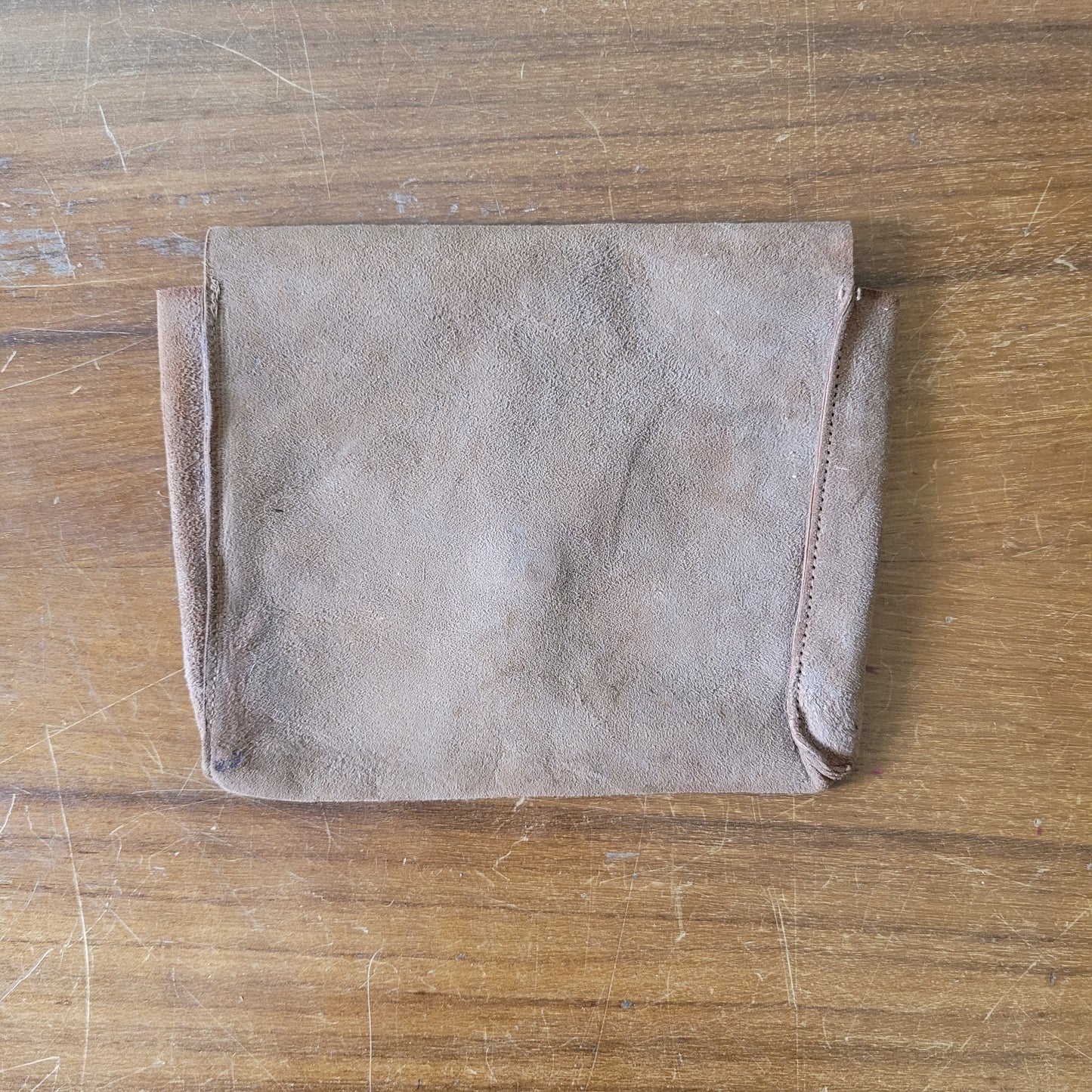 1930s/40s delicate hand-crafted suede applique crinoline lady Handkerchiefs pouch