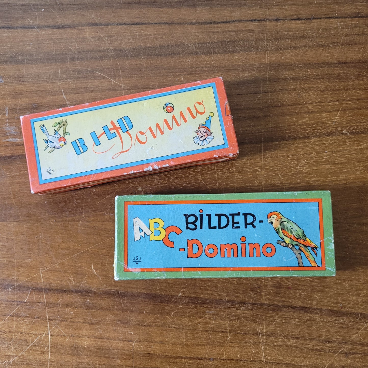 Two vintage sets of Bild, and Bilder Domino 24 piece picture dominoes