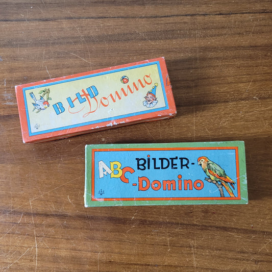 Two vintage sets of Bild, and Bilder Domino 24 piece picture dominoes
