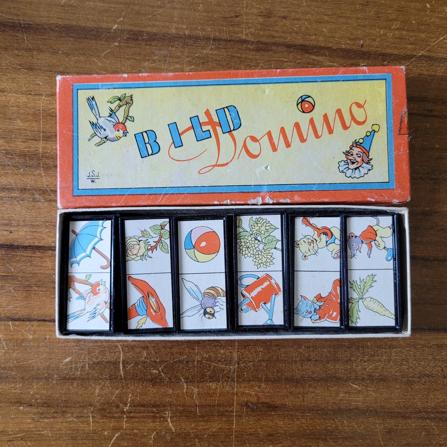 Two vintage sets of Bild, and Bilder Domino 24 piece picture dominoes