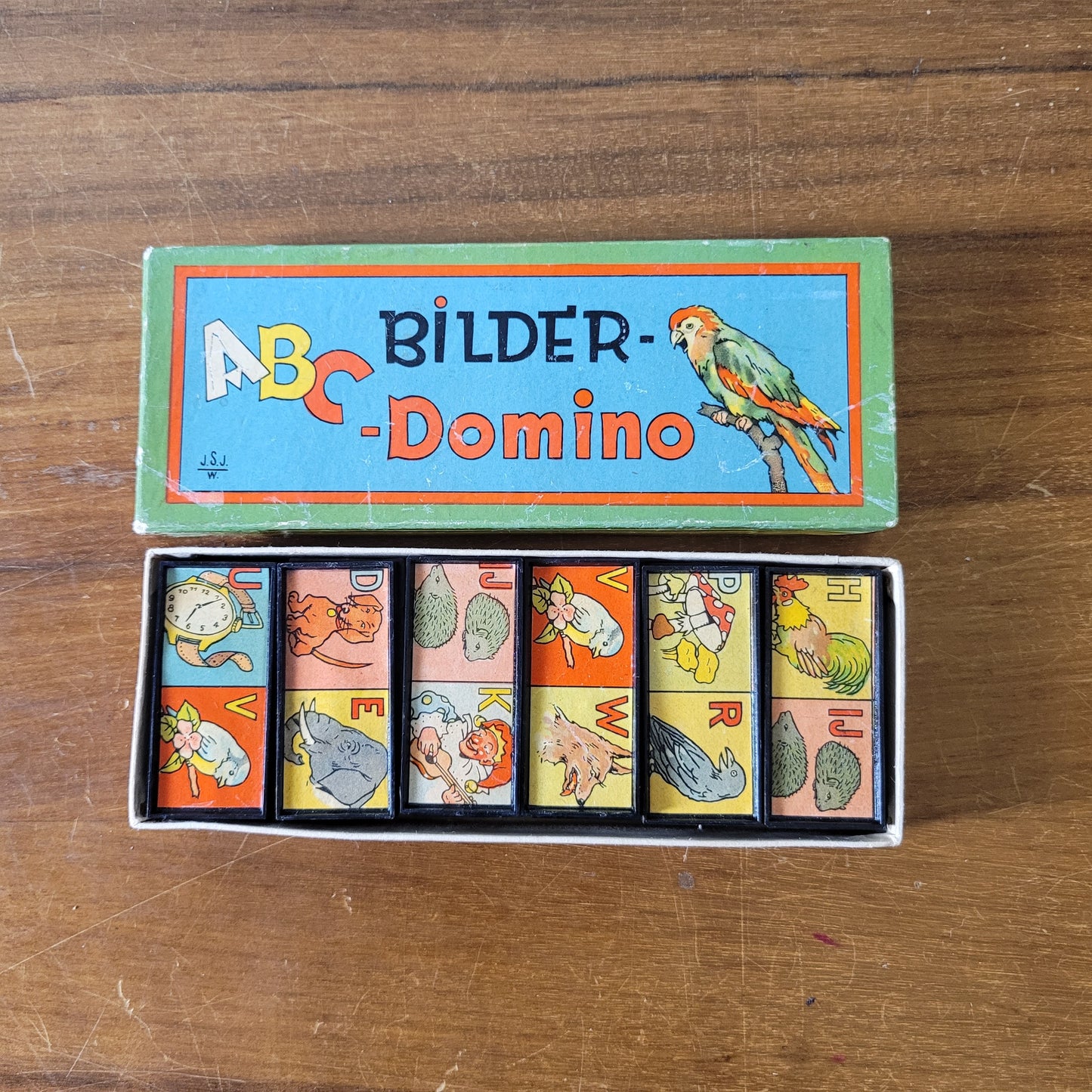 Two vintage sets of Bild, and Bilder Domino 24 piece picture dominoes