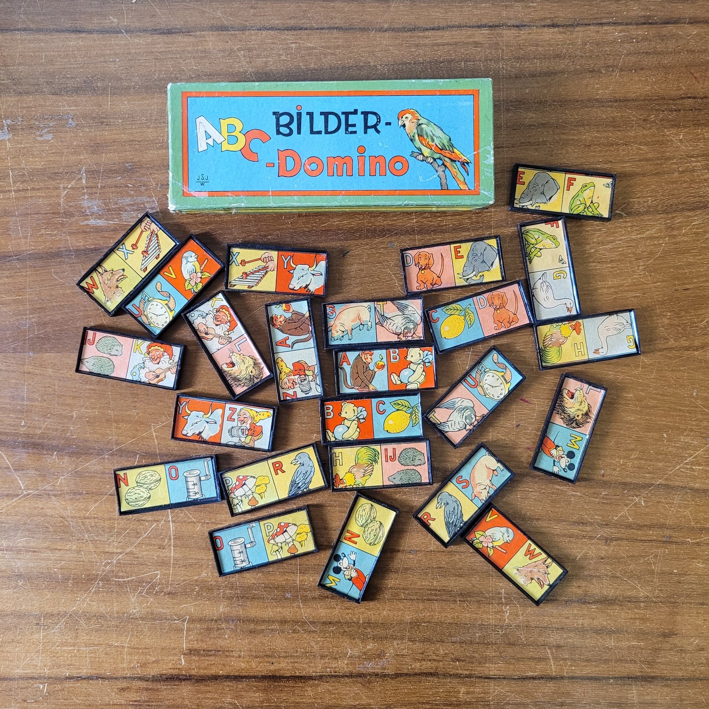 Two vintage sets of Bild, and Bilder Domino 24 piece picture dominoes