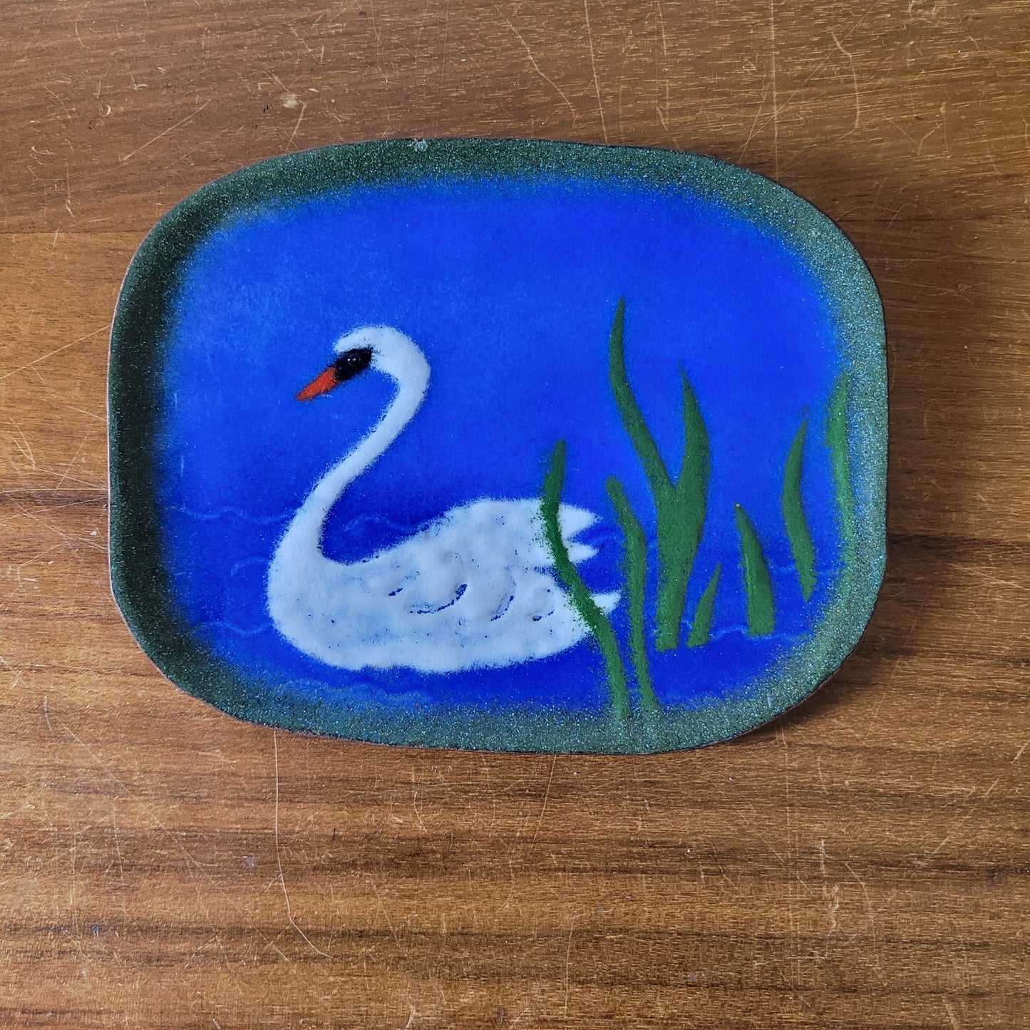 Two collectable enamelled copper plaques, designed & hand-wrought by Patsy Lawlor