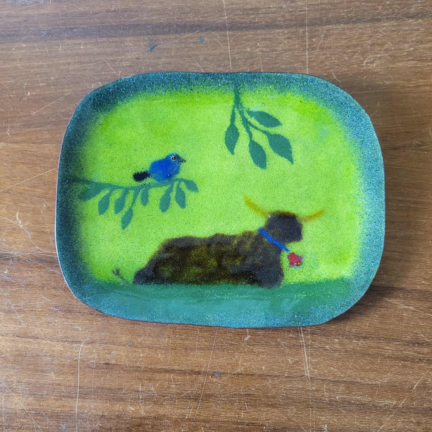 Two collectable enamelled copper plaques, designed & hand-wrought by Patsy Lawlor