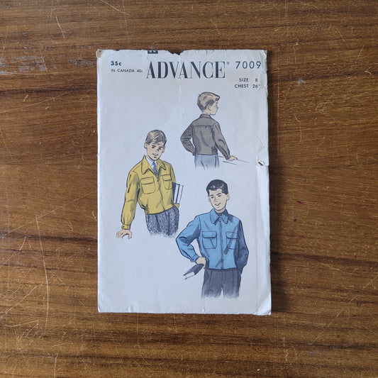 Uncut 1950s Advance 7009 sewing pattern for boy's jacket, size 8 (complete)