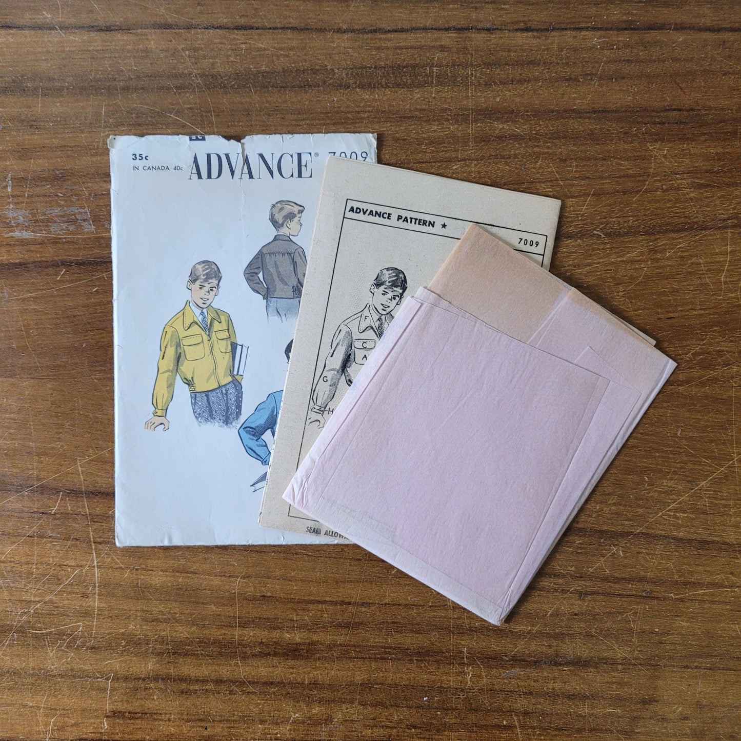 Uncut 1950s Advance 7009 sewing pattern for boy's jacket, size 8 (complete)