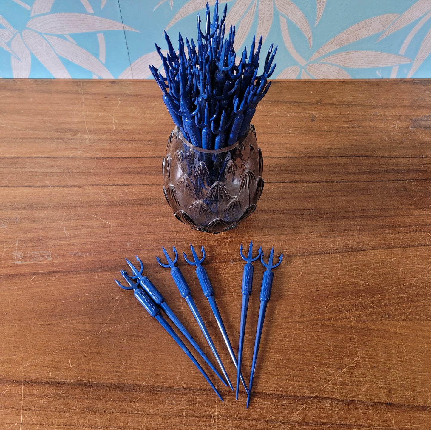 Vintage plastic trident cocktail stirrer, stamped PICON