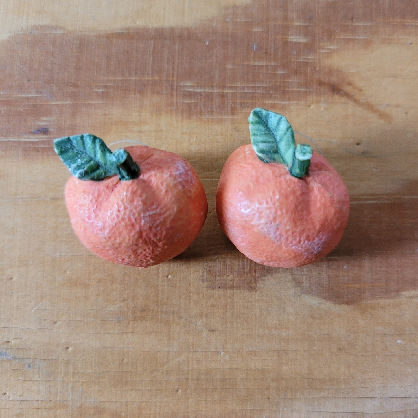 1950s American three dimensional resin orange fruit earrings