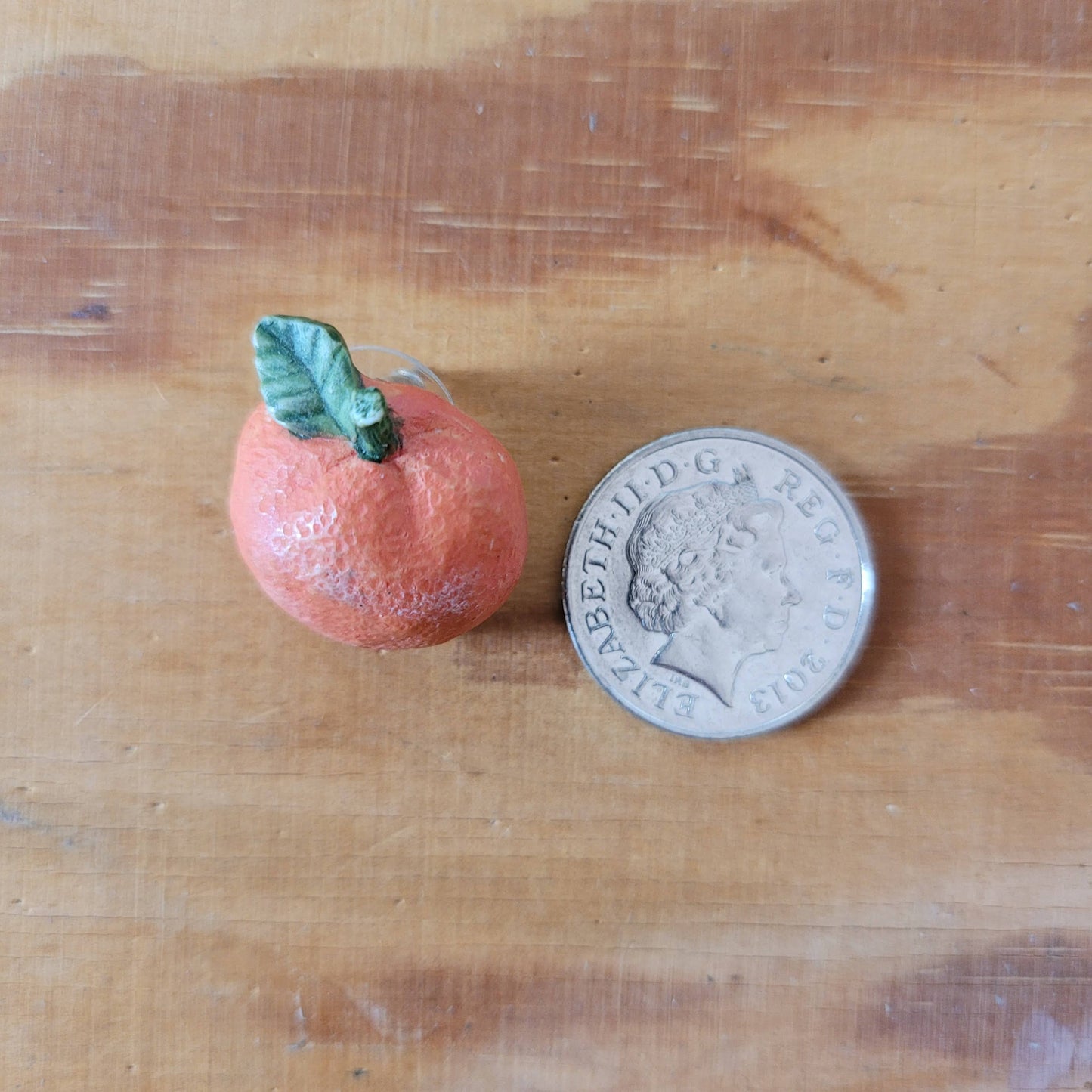 1950s American three dimensional resin orange fruit earrings