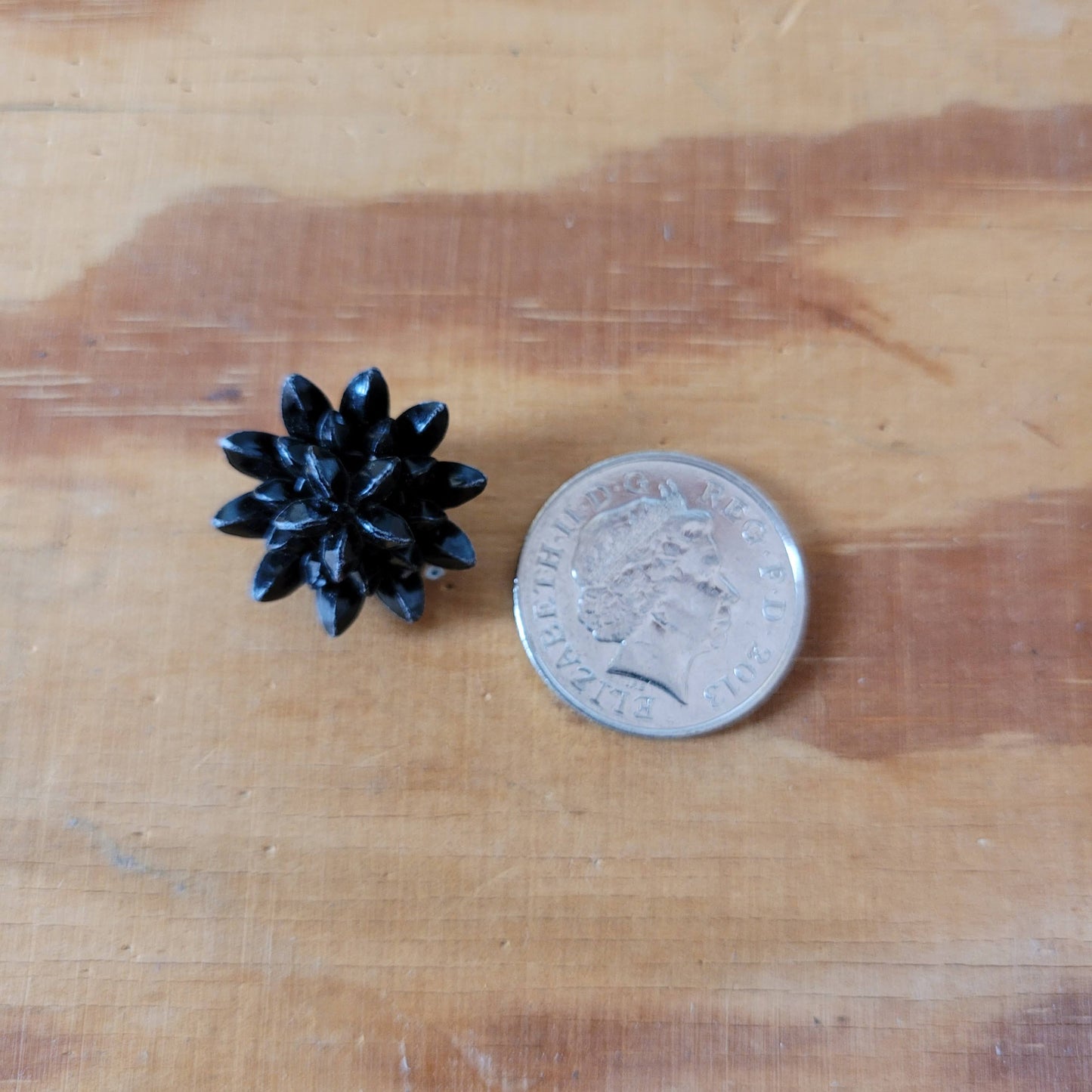1950s black plastic three dimensional star-shaped clip-on earrings