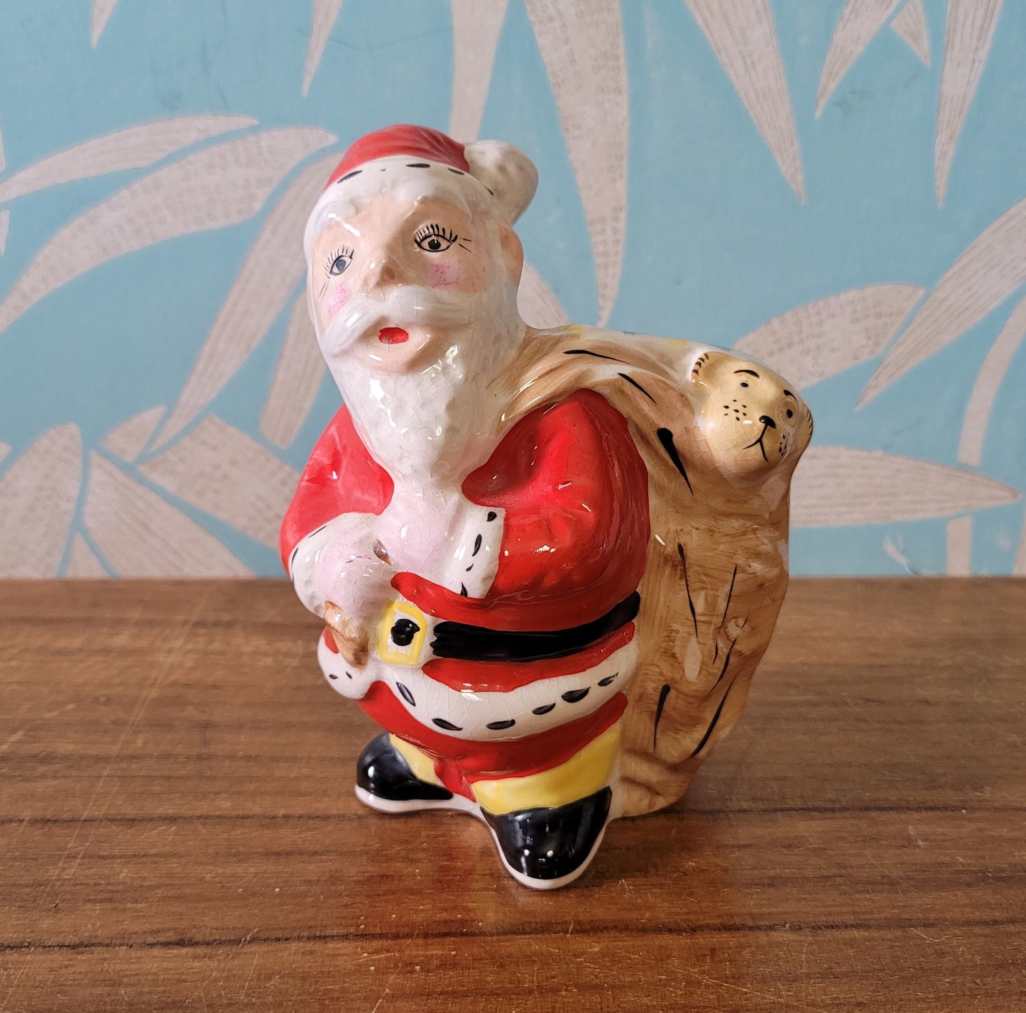 Vintage ceramic santa with toy sack money box