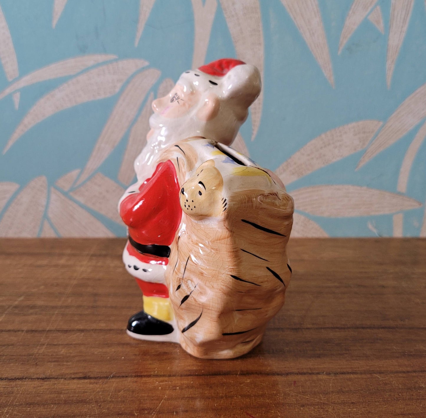 Vintage ceramic santa with toy sack money box