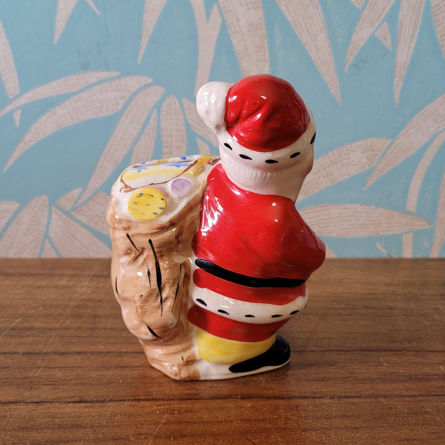 Vintage ceramic santa with toy sack money box