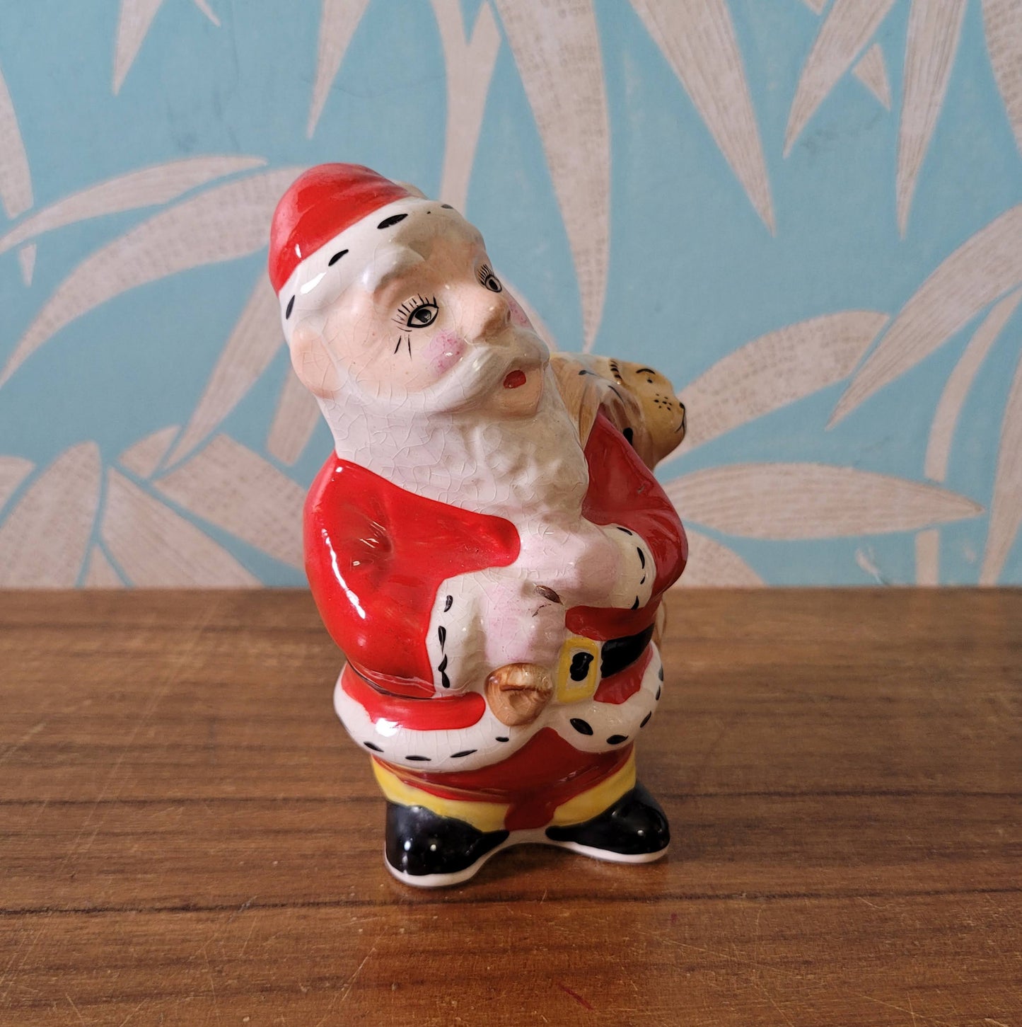 Vintage ceramic santa with toy sack money box