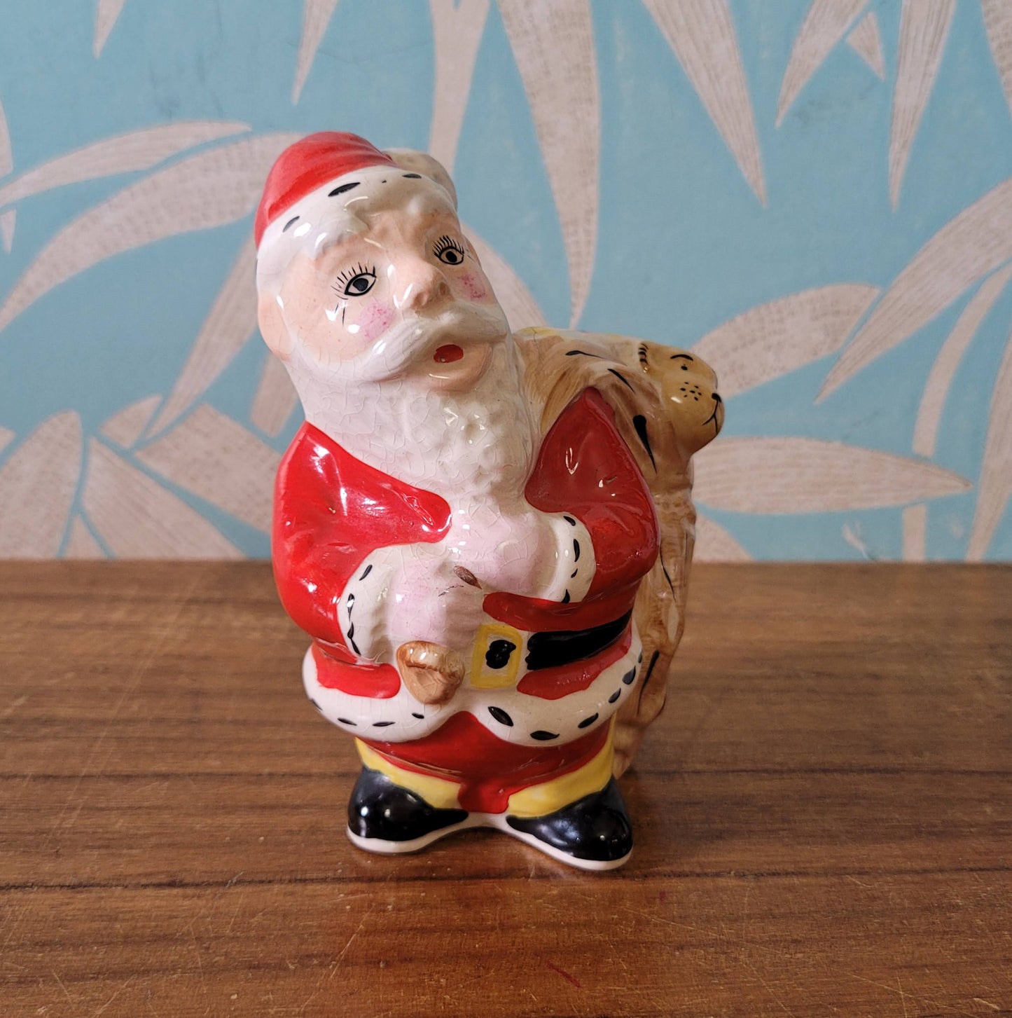 Vintage ceramic santa with toy sack money box