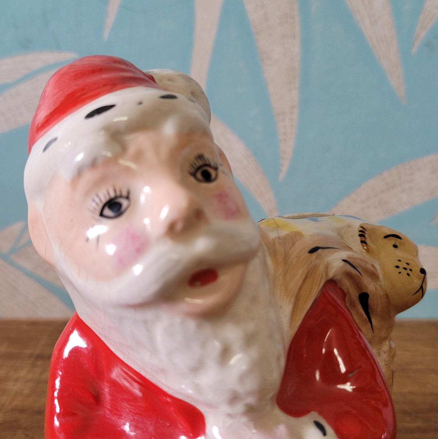 Vintage ceramic santa with toy sack money box